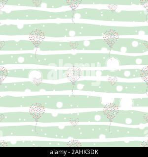 Seamless pattern, hand drawn hearts in brush organised into air balloons.Great for wedding cards, postcards, t-shirts, bridal invitations, brochures, Stock Vector