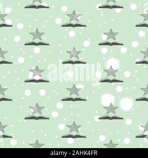 Open book vector icon with stars over it. Flat design. Open book logo. Vector Illustration Stock Vector