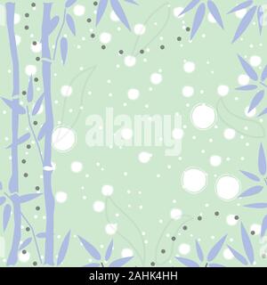 Bamboo Frame with empty space for text in the center and branches with leaves on the borders. Vector Illustration Stock Vector