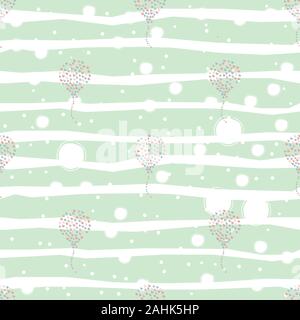 Seamless Heart Air Balloon Pattern. Hand Drawn Design. Great for wall art design, gift paper, wrapping, fabric, textile, etc. Vector Illustration Stock Vector