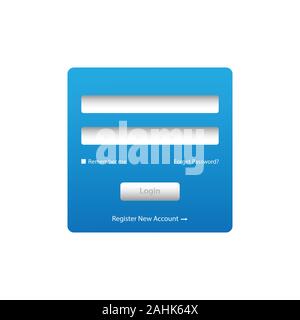 Login screen and Sign In form template for mobile app or website design. UI, UX, user interface kit, smartphone application design. Flat and minimal s Stock Vector