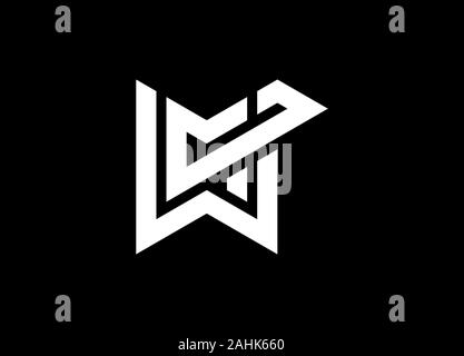 Minimalist WM letter logo design template, WM logo sign symbol Stock Vector
