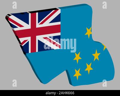 Tuvalu map flag vector 3D illustration eps 10 Stock Vector