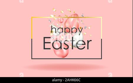 EASTER SALE. banner. chicken on a yellow background. Happy easter. Poster or postcard horizontal format. Spring break. Bright colours. Realistic Stock Vector