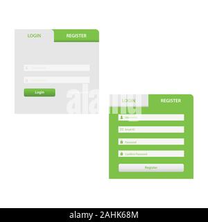 Login screen and Sign In form template for mobile app or website design. UI, UX, user interface kit, smartphone application design. Flat and minimal s Stock Vector