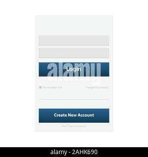 Login screen and Sign In form template for mobile app or website design. UI, UX, user interface kit, smartphone application design. Flat and minimal s Stock Vector