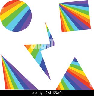 A Collection of Abstract Rainbow Colour Shapes Vector Illustrations Stock Vector