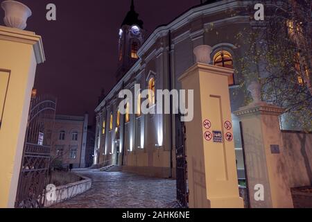 Belgrade, Serbia, Dec 29, 2019: Night view of the Church of the Nativity of Most Holy Mother of God in Zemun Stock Photo