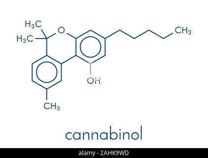 Cannabinol or CBN cannabinoid molecule. Skeletal formula. Stock Vector