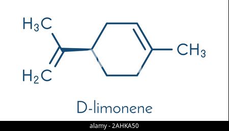 Limonene (D-limonene) citrus scent molecule. Skeletal formula. Stock Vector