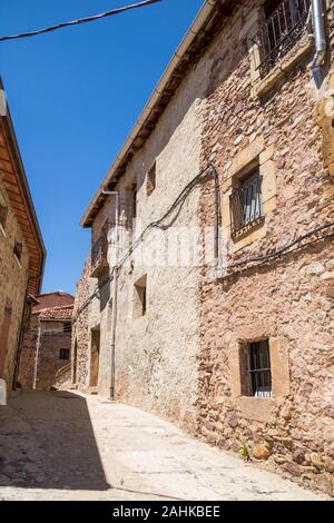 Traditional houses and facades of Montenegro de Cameros village in Soria province, Spain Stock Photo
