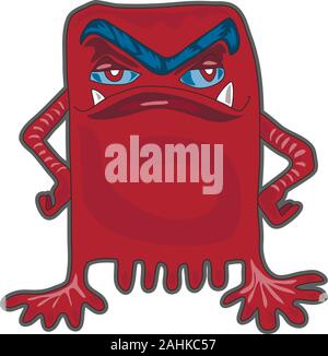 Angry cartoon red monster. Cute illustration for prints on baby clothes. Stock Vector