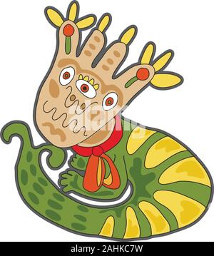 Cute cartoon striped monster. illustration for prints on baby clothes. Stock Vector