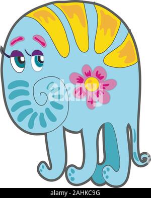 Cute cartoon blue monster. illustration for prints on baby clothes. Stock Vector