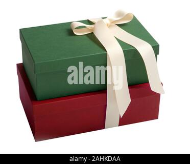 Red and Green Gift Boxes Stock Photo