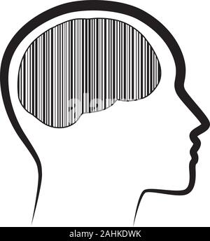 Black stripes inside human brain Stock Vector