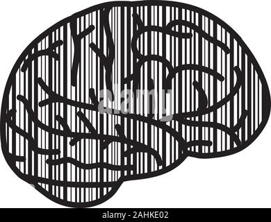 Black stripes inside human brain Stock Vector