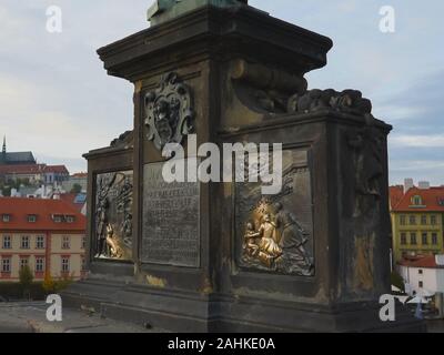 plaque for a famous dog on charles bridge in prague Stock Photo