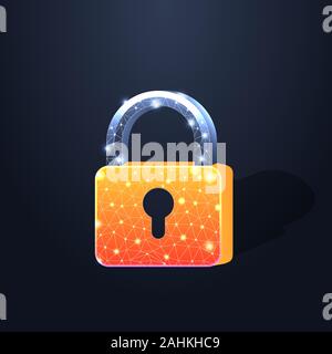 Padlock Polygonal dots Concept illustration Stock Vector