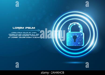 Padlock Polygonal dots Concept illustration Stock Vector