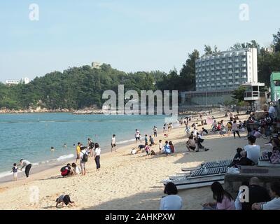 View looking along Tun Wan Beach on Cheung Chau Island in Hong Kong Stock Photo