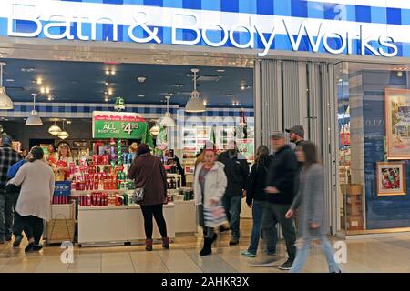 Bath and Body Works draws holiday shoppers to the store in the Fayette Mall in Lexington, Kentucky, USA. Stock Photo