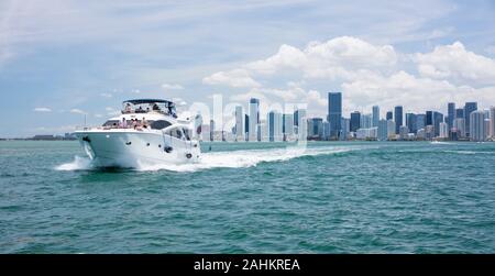 Boat off Miami, Florida, USA Stock Photo