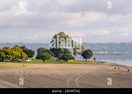 Cloudy December morning at Mission Bay Park. California, USA. Stock Photo