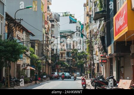 Residential apartment blocks on the outskirts of Hanoi's Old Quarter, Vietnam Stock Photo