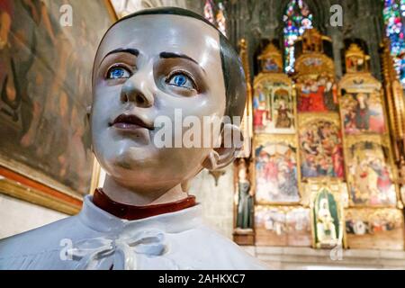 Tarragona Spain Hispanic Catalonia Metropolitan Cathedral Basilica,Catedral Basilica,Catholic church,inside,altar boy,statue,religious art,ES190826025 Stock Photo