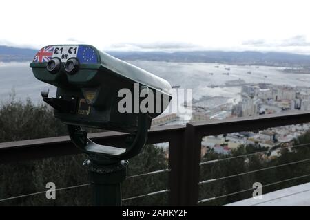 coin operated binoculars in Gibraltar Stock Photo