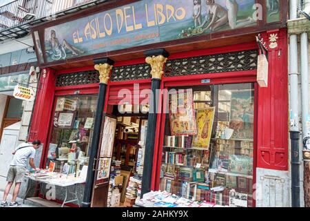 Valencia Spain Hispanic,Ciutat Vella,old city,historic district,Carrer de Sant Ferran,El Asilo del Libro,The Book Asylum,bookstore shop books,exterior Stock Photo
