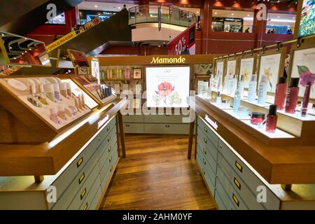 SINGAPORE - APRIL 03, 2019: Mamonde cosmetics products on display at a shopping mall in Singapore Stock Photo