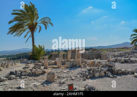 Archaeological remains in Tel Megiddo National Park, World Heritage Site. At Jezebel Valley, Northern Israel Stock Photo