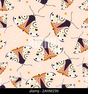 Seamless pattern with colorful funny butterfly, Modern insects texture .Vector modern background Stock Vector