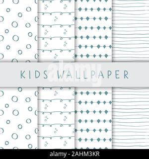 kids wallpaper with stripes, diamond and polka dot in the white backdrop Stock Vector