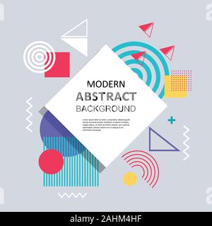 Abstract geometric memphis with flat pattern colorful design and background Vector. Use for modern design, decorated, fashion, template, cover, flyer. Stock Vector