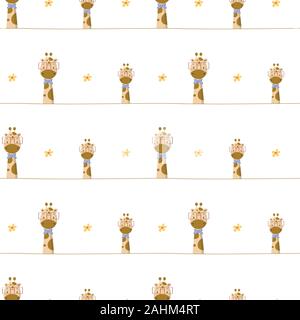 Seamless Pattern with cute giraffe concept in the white backdrop Stock Vector