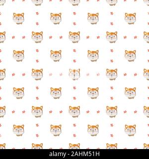 Seamless Pattern with cute fox concept in the white backdrop Stock Vector