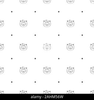 Seamless pattern with cute leopard and polka dot in the white backdrop Stock Vector