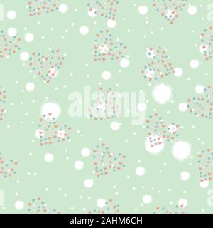 Seamless Simple Pattern with little hand drawn hearts on white background. Scandinavian Style. Seamless Texture. Mosaic, hearts shaped into hearts. Ve Stock Vector