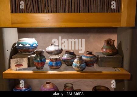 Pots and vases made by Native Americans and sold in the Hopi House in the Grand Canyon Stock Photo