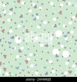 Creative Hand Drawn Seamless Pattern with small hearts and balls. Stock Vector
