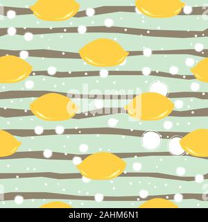 Simple Yellow Lemon Pattern. Seamless Pattern. Flat Design. Vector Illustration Stock Vector