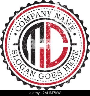 rustic badge logo template, T letter logo Stock Vector