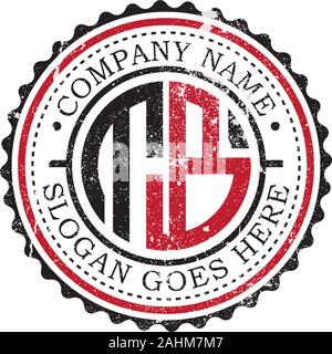 rustic badge logo template, T letter logo Stock Vector