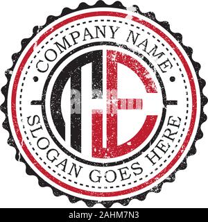 rustic badge logo template, T letter logo Stock Vector