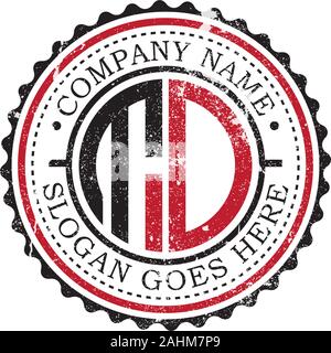 rustic badge logo template, T letter logo Stock Vector