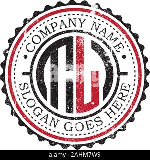 rustic badge logo template, T letter logo Stock Vector