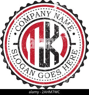rustic badge logo template, T letter logo Stock Vector